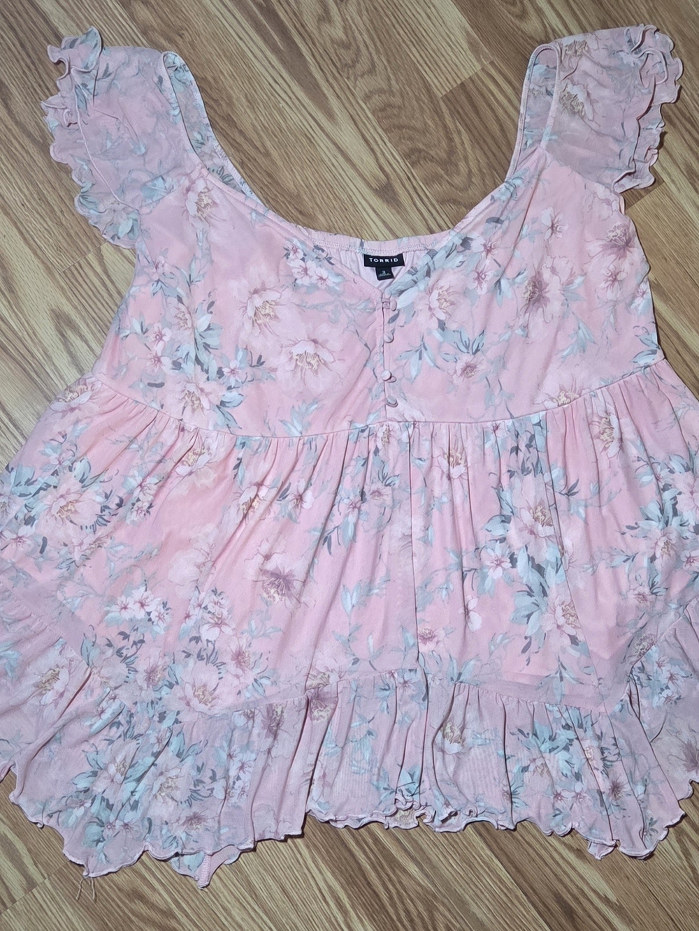 torrid Blush Pink Floral Peplum Ruffle Top